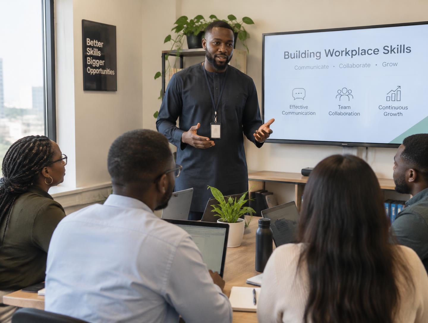 A trainer coaching a team during a role-based learning session